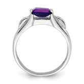 Sterling Silver Rhodium-plated Amethyst Ring